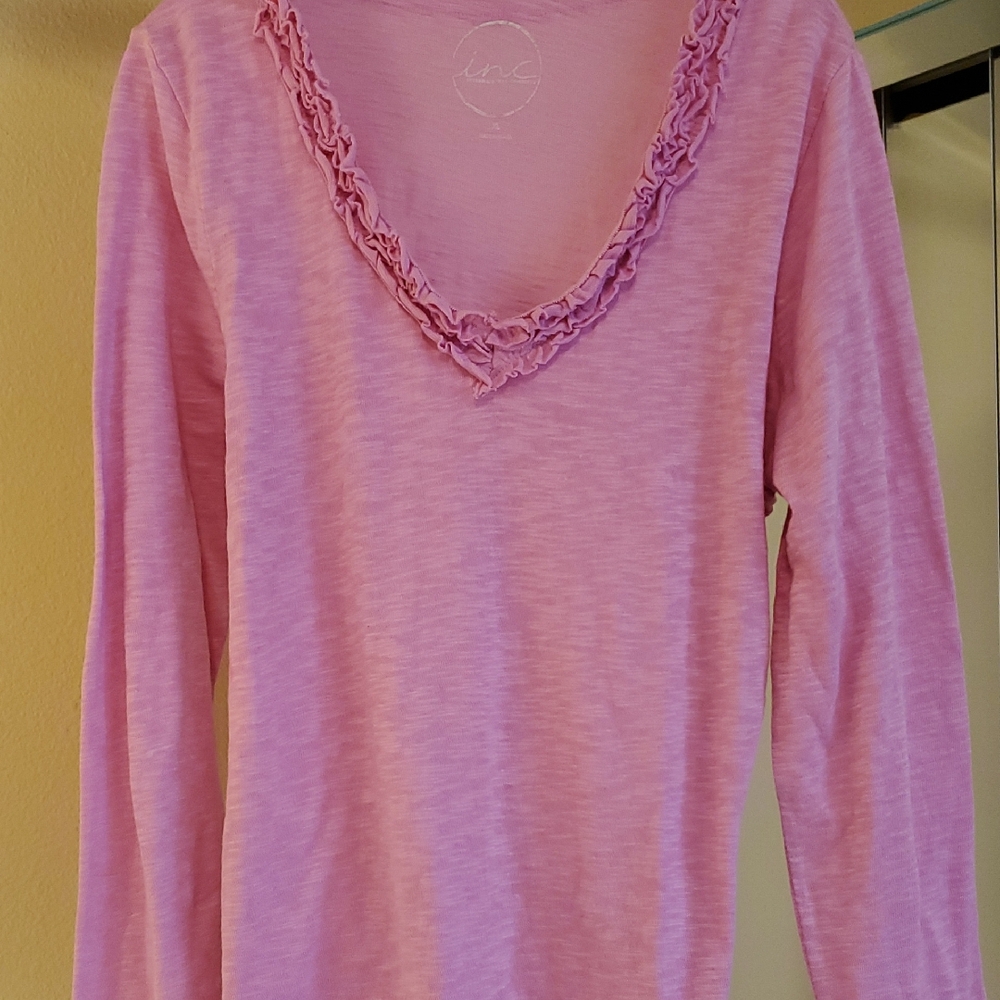 INC International Concepts Light Pink Long Sleeve Top Sz Xlrg